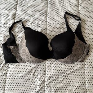 Victoria's Secret Black and Gray Lined Demi Lace Bra